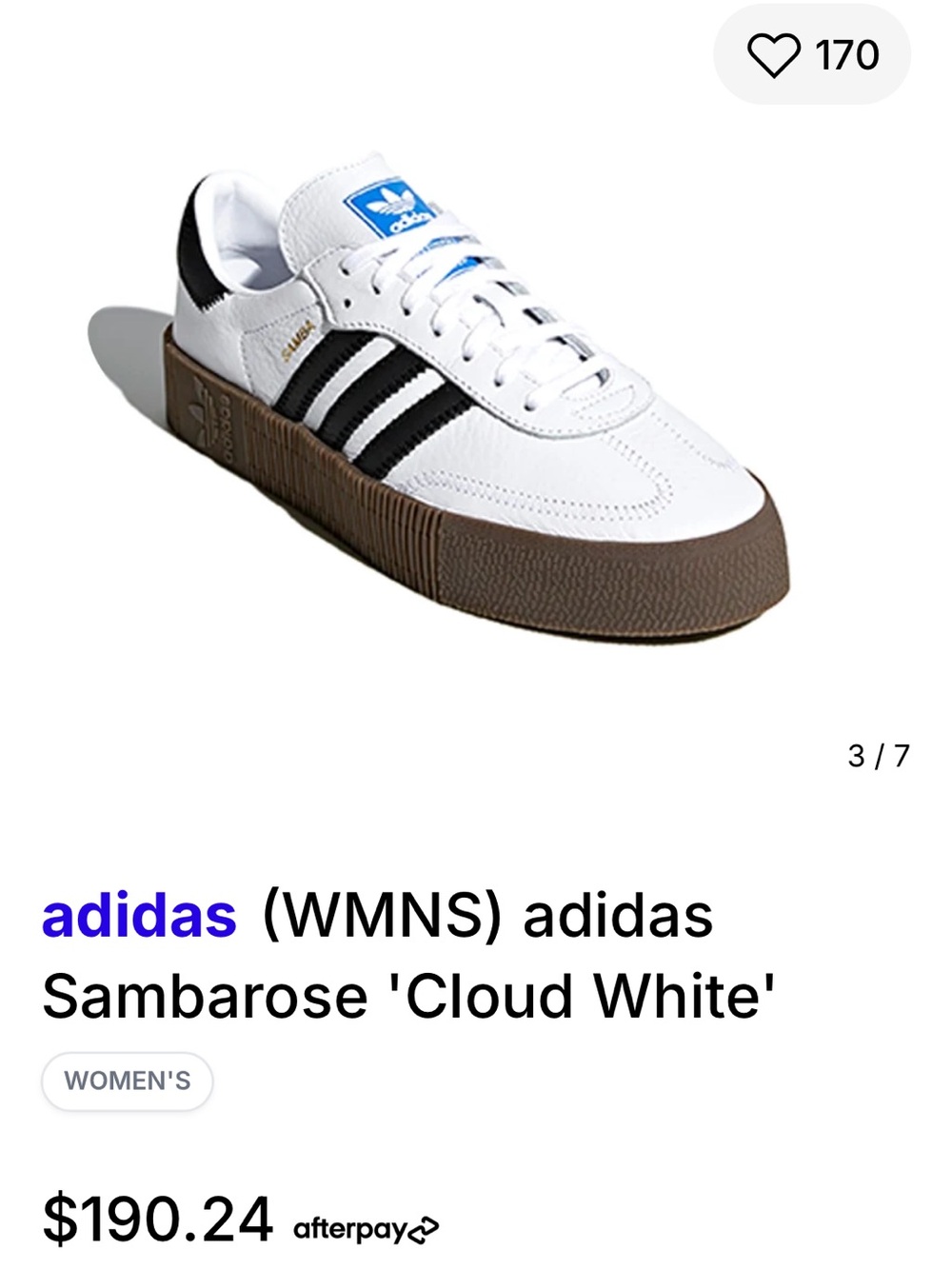 ADIDAS SAMBAROSE /White, Black & Brown Low-Profile Sneakers